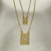 Oro Laminado Fancy Necklace, Gold Filled Style Holy Spirit Design, Polished, Golden Finish, 04.02.0018