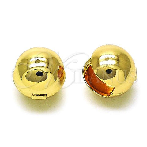 Oro Laminado Huggie Hoop, Gold Filled Style Ball and Hollow Design, Polished, Golden Finish, 02.163.0327.14