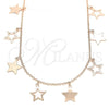 Sterling Silver Pendant Necklace, Star Design, Polished, Rose Gold Finish, 04.336.0184.1.16
