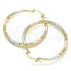 Oro Laminado Large Hoop, Gold Filled Style Diamond Cutting Finish, Tricolor, 02.170.0392.50