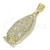 Oro Laminado Religious Pendant, Gold Filled Style Guadalupe Design, Polished, Golden Finish, 05.351.0127