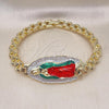 Oro Laminado Fancy Bracelet, Gold Filled Style Guadalupe Design, Diamond Cutting Finish, Tricolor, 03.411.0018.08