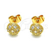 Oro Laminado Stud Earring, Gold Filled Style with White Cubic Zirconia, Polished, Golden Finish, 02.387.0099