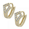 Oro Laminado Huggie Hoop, Gold Filled Style with White Cubic Zirconia, Polished, Golden Finish, 02.155.0041