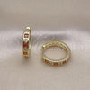 Oro Laminado Huggie Hoop, Gold Filled Style with Garnet and White Cubic Zirconia, Polished, Golden Finish, 02.213.0618.1.20