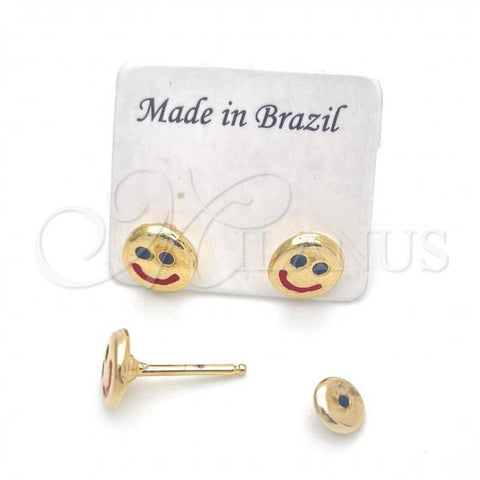 Oro Laminado Stud Earring, Gold Filled Style White Polished, Golden Finish, 02.02.0507