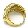Oro Laminado Mens Ring, Gold Filled Style Hand and Bird Design, Black Enamel Finish, Golden Finish, 01.185.0010.11 (Size 11)