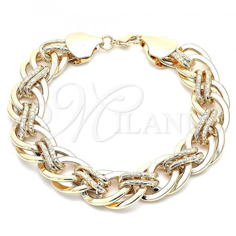 Oro Laminado Fancy Bracelet, Gold Filled Style Chunky Design, Polished, Golden Finish, 03.331.0102.09
