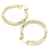 Oro Laminado Medium Hoop, Gold Filled Style Hollow Design, Diamond Cutting Finish, Tricolor, 02.170.0229.1.40