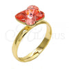 Oro Laminado Multi Stone Ring, Gold Filled Style Butterfly Design, with Rose Peach Swarovski Crystals, Polished, Golden Finish, 01.239.0007.6 (One size fits all)