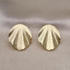 Oro Laminado Stud Earring, Gold Filled Style Chunky Design, Brushed Finish, Golden Finish, 02.385.0040