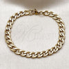 Stainless Steel Basic Bracelet, Curb Design, Polished, Golden Finish, 03.256.0012.09