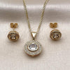 Oro Laminado Earring and Pendant Adult Set, Gold Filled Style Cluster Design, with White Cubic Zirconia and White Micro Pave, Polished, Golden Finish, 10.342.0234