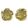 Oro Laminado Stud Earring, Gold Filled Style Flower Design, Matte Finish, Golden Finish, 02.282.0057