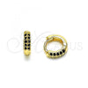 Oro Laminado Huggie Hoop, Gold Filled Style with Black Micro Pave, Polished, Golden Finish, 02.195.0111.7.10