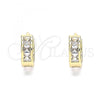 Oro Laminado Huggie Hoop, Gold Filled Style with White Cubic Zirconia, Polished, Golden Finish, 02.210.0640.10