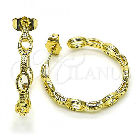 Oro Laminado Medium Hoop, Gold Filled Style Paperclip Design, Polished, Golden Finish, 02.210.0762.30