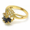 Oro Laminado Multi Stone Ring, Gold Filled Style with Black and White Cubic Zirconia, Polished, Golden Finish, 01.365.0007.09 (Size 9)