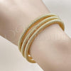 Oro Laminado Trio Bangle, Gold Filled Style Diamond Cutting Finish, Golden Finish, 07.282.0045