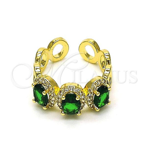 Oro Laminado Multi Stone Ring, Gold Filled Style with Green Cubic Zirconia and White Micro Pave, Polished, Golden Finish, 01.284.0089.3