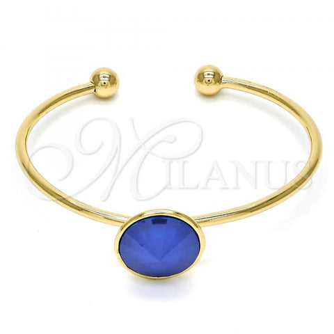 Oro Laminado Individual Bangle, Gold Filled Style with Blue Shade Swarovski Crystals, Polished, Golden Finish, 07.239.0012.2 (02 MM Thickness, One size fits all)