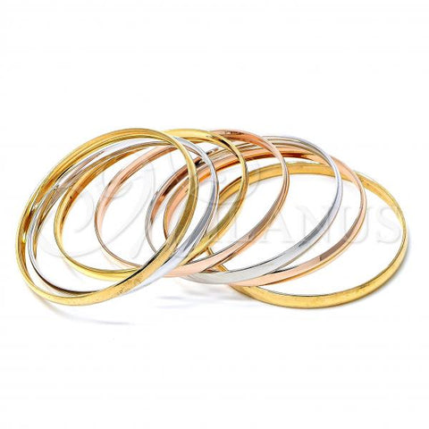 Oro Laminado Semanario Bangle, Gold Filled Style Polished, Tricolor, 5.232.005.03 (04 MM Thickness, Size 3 - 2.00 Diameter)