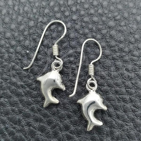 Sterling Silver Dangle Earring, Dolphin Design, Polished, Silver Finish, 02.397.0012