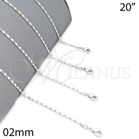 Rhodium Plated Basic Necklace, Polished, Rhodium Finish, 04.213.0004.1.20