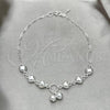 Sterling Silver Charm Anklet , Heart Design, Polished, Silver Finish, 03.407.0006.10