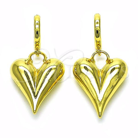 Oro Laminado Dangle Earring, Gold Filled Style Chunky and Hollow Design, Polished, Golden Finish, 02.341.0180