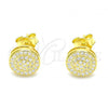 Sterling Silver Stud Earring, with White Micro Pave, Polished, Golden Finish, 02.369.0021.2