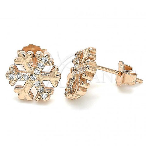 Sterling Silver Stud Earring, with White Cubic Zirconia, Polished, Rose Gold Finish, 02.336.0126.1