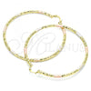 Oro Laminado Extra Large Hoop, Gold Filled Style Diamond Cutting Finish, Tricolor, 02.213.0150.1.70
