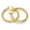 Oro Laminado Medium Hoop, Gold Filled Style and Hollow Diamond Cutting Finish, Tricolor, 02.170.0108.1.40
