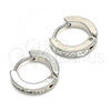 Stainless Steel Huggie Hoop, with White Crystal, Polished, Steel Finish, 02.230.0070.12