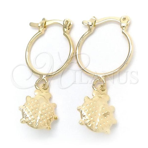Oro Laminado Small Hoop, Gold Filled Style Ladybug Design, Polished, Golden Finish, 02.32.0560.15