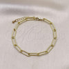 Oro Laminado Basic Bracelet, Gold Filled Style Paperclip Design, Polished, Golden Finish, 03.341.0049.07