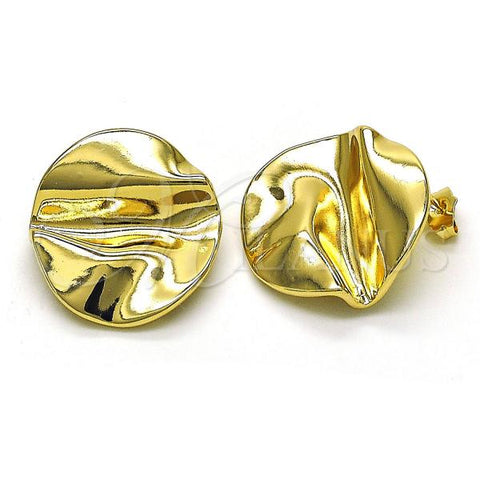 Oro Laminado Stud Earring, Gold Filled Style Chunky Design, Polished, Golden Finish, 02.156.0667