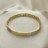 Oro Laminado Solid Bracelet, Gold Filled Style Polished, Tricolor, 03.102.0052.08