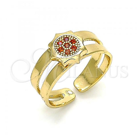 Oro Laminado Baby Ring, Gold Filled Style with Garnet Micro Pave, Polished, Golden Finish, 01.233.0013.1 (One size fits all)