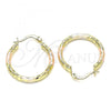 Oro Laminado Small Hoop, Gold Filled Style Diamond Cutting Finish, Tricolor, 02.213.0251.25