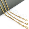 Oro Laminado Basic Necklace, Gold Filled Style Rope Design, Polished, Golden Finish, 04.58.0024.20