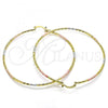 Oro Laminado Extra Large Hoop, Gold Filled Style Diamond Cutting Finish, Tricolor, 02.168.0037.1.70
