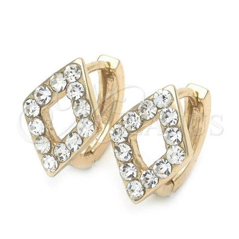 Oro Laminado Small Hoop, Gold Filled Style with White Crystal, Polished, Golden Finish, 02.63.2591