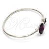 Rhodium Plated Individual Bangle, with Amethyst Swarovski Crystals, Polished, Rhodium Finish, 07.239.0003.2 (03 MM Thickness, One size fits all)