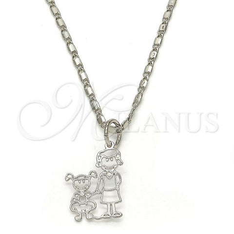 Rhodium Plated Pendant Necklace, Little Girl Design, Polished, Rhodium Finish, 04.106.0006.1.20