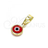 Oro Laminado Fancy Pendant, Gold Filled Style Evil Eye Design, Red Resin Finish, Golden Finish, 05.63.1162.2