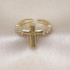 Oro Laminado Multi Stone Ring, Gold Filled Style Cross Design, with White Cubic Zirconia, Polished, Golden Finish, 01.341.0153.1