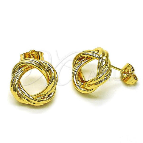 Oro Laminado Stud Earring, Gold Filled Style Love Knot Design, Polished, Golden Finish, 02.163.0217