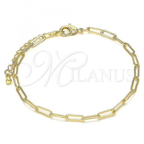 Oro Laminado Basic Bracelet, Gold Filled Style Paperclip Design, Polished, Golden Finish, 04.63.1396.07
